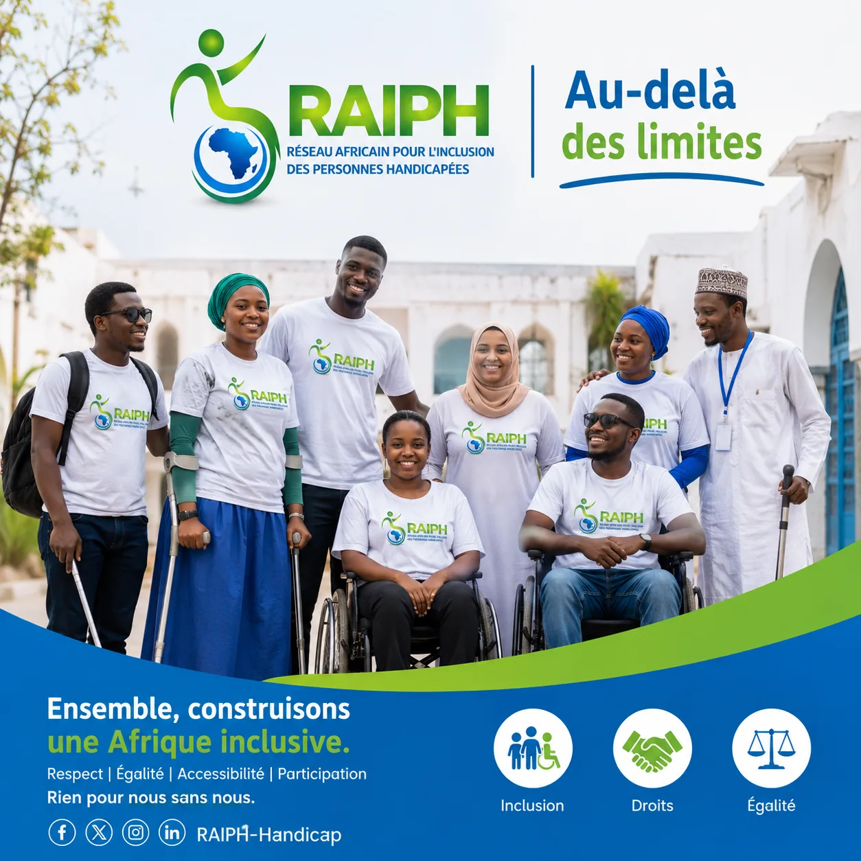 Affiche institutionnelle RAIPH — Ensemble, construisons une Afrique inclusive